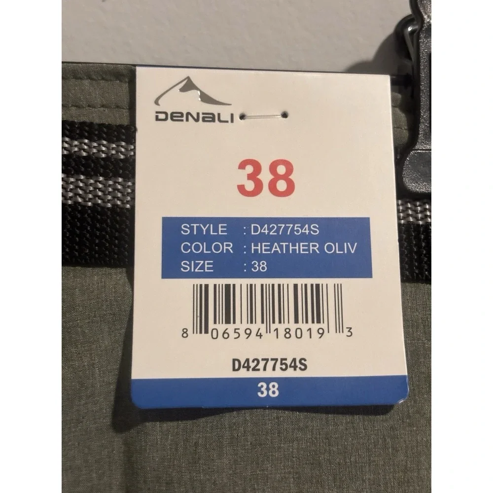 NWT Denali Cargo‎ Shorts Men's Stretch Lightweight Clip Belt 38 Heather Olive
